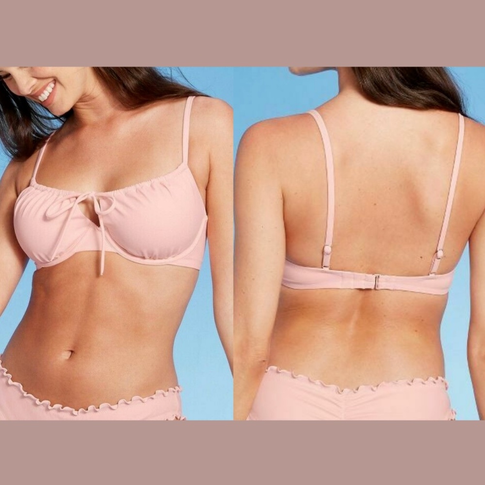NEW Shade & Shore [ 34B ] Shirred Bralette Bikini‎ Top in Light Pink